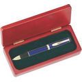 R Grip III Brass barrel pen in executive wood gift box - blue pen